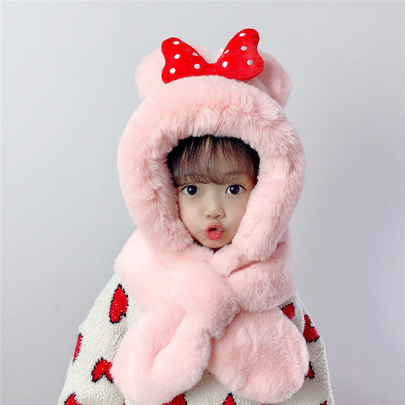 2 in 1 Cute Cartoon Children's Warm Plush Hat