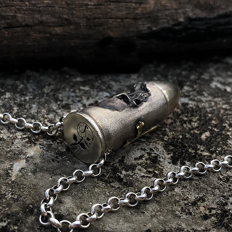 Cross Bullet Skull Necklace