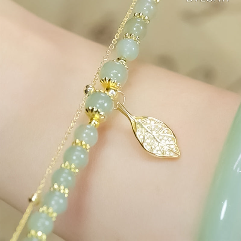 Hetian Jade Bracelet with Leaf