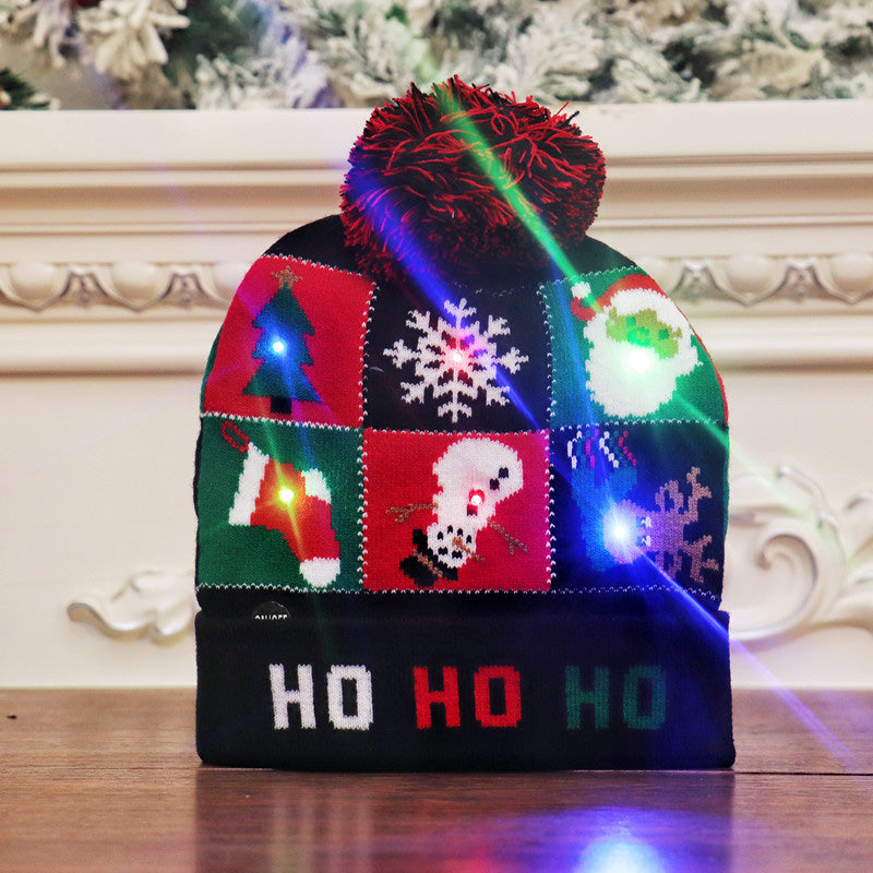 Colorful luminous knitted Christmas hat