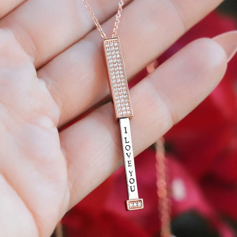 Secret I love you message bar necklace