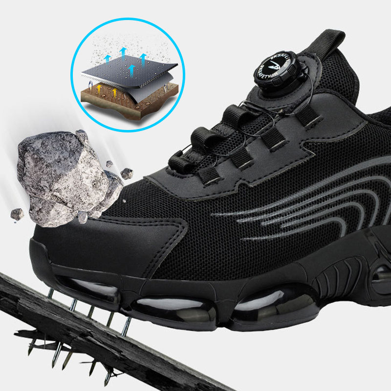 Protective safety steel toe sneakers with rotary buckle