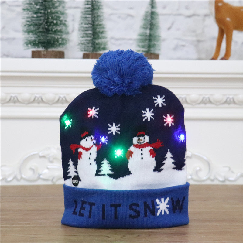 Colorful luminous knitted Christmas hat