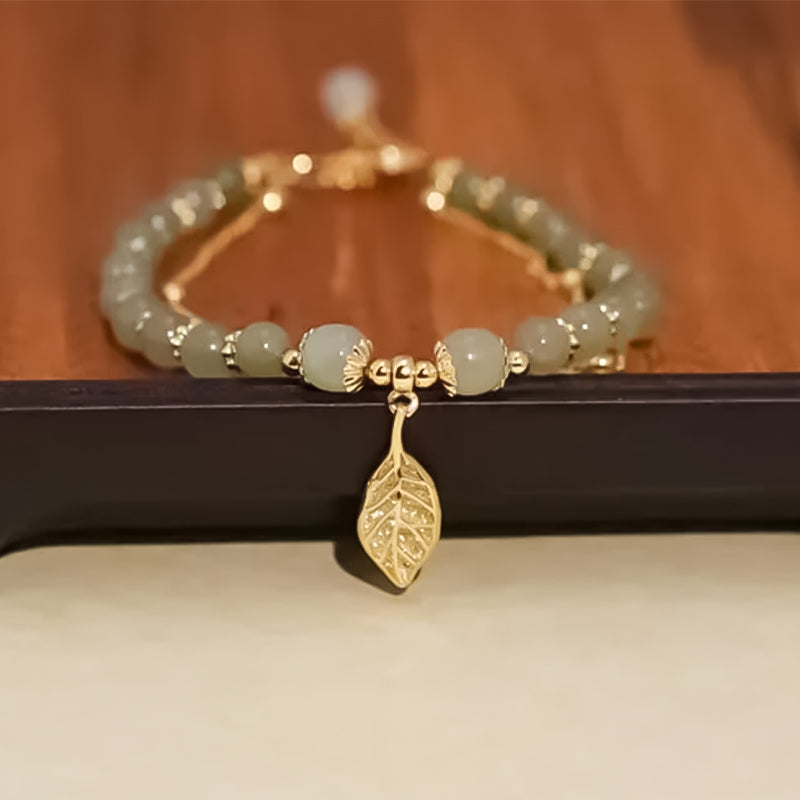 Hetian Jade Bracelet with Leaf