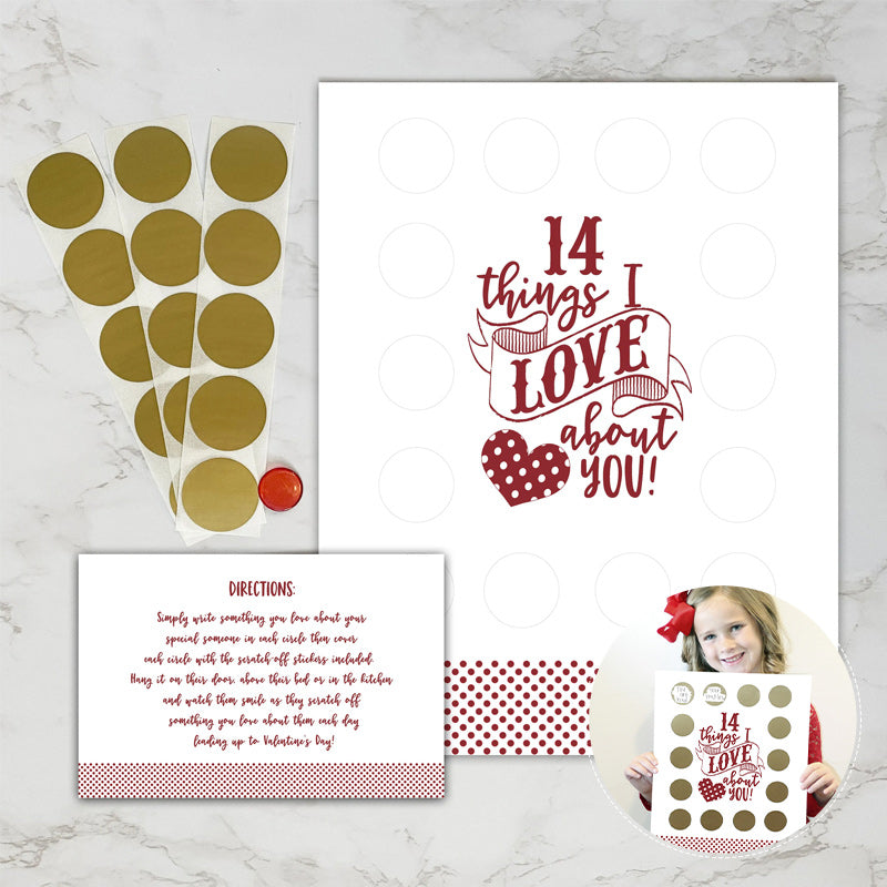 Valentine's Scratch Off Advent "14 things I love about you!"