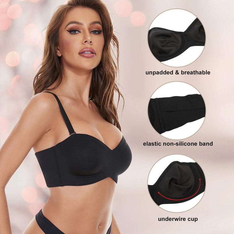 Detachable-Strap Bandeau Bra