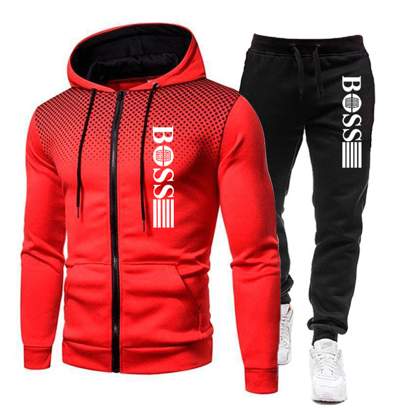 Men's Printed Zip Hoodie Sweatpants Set