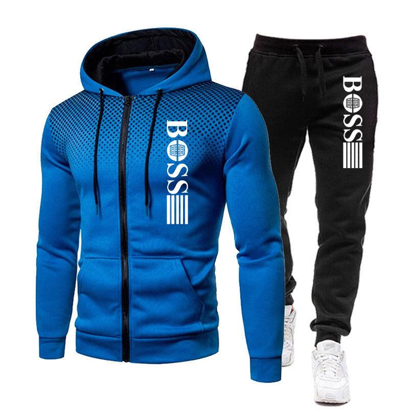 Men's Printed Zip Hoodie Sweatpants Set