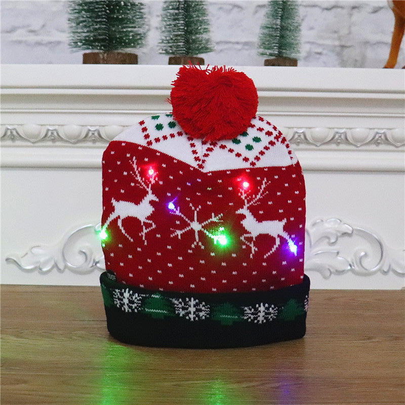 Colorful luminous knitted Christmas hat