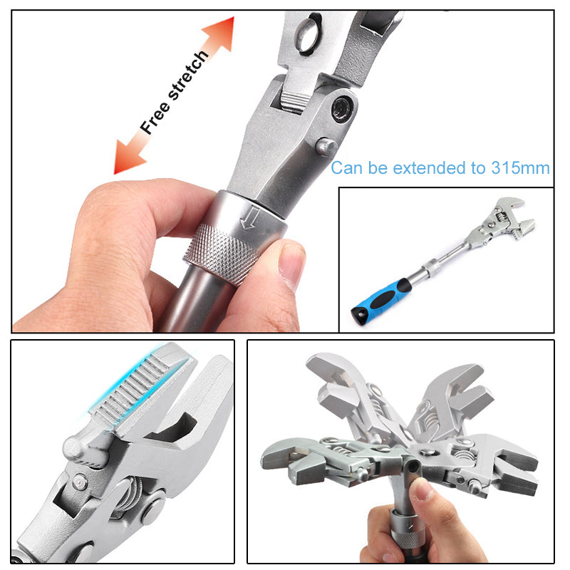 5 in 1 retractable adjustable wrench