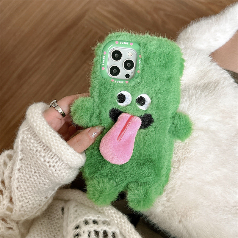 Funny Tongue Sticking Out Plush Mobile Phone Case For iPhone