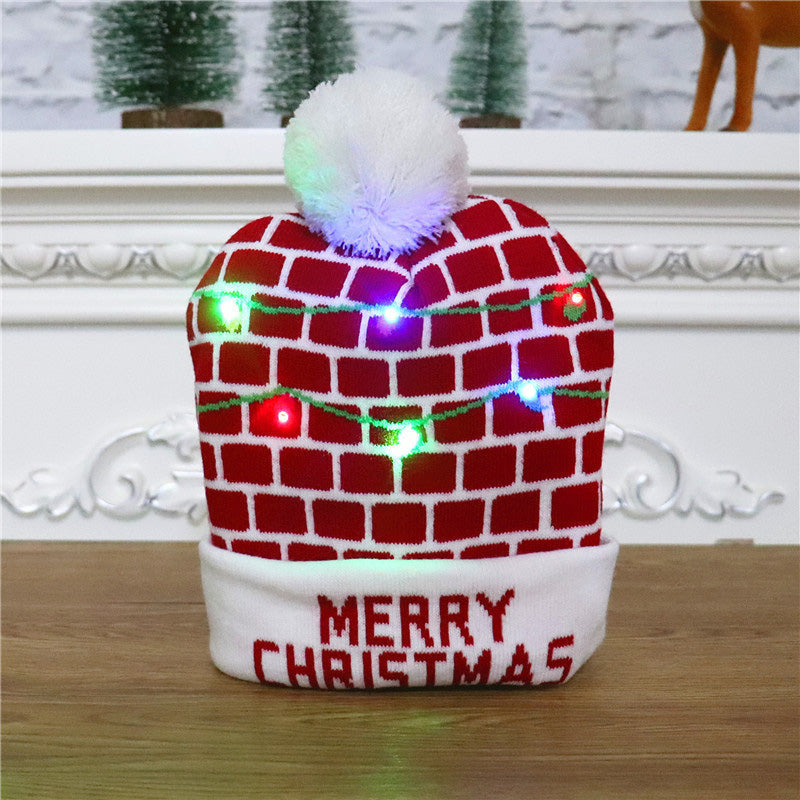 Colorful luminous knitted Christmas hat