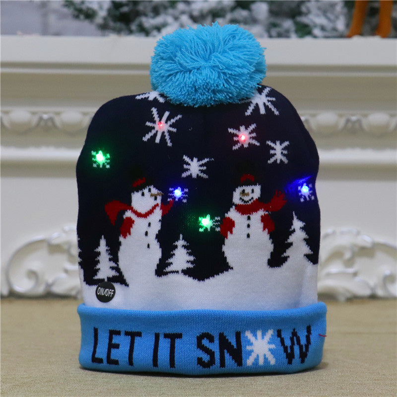 Colorful luminous knitted Christmas hat