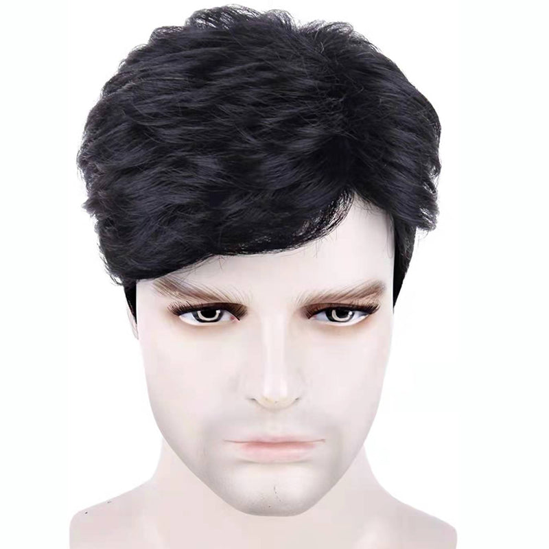 Black wig with elastic inner net