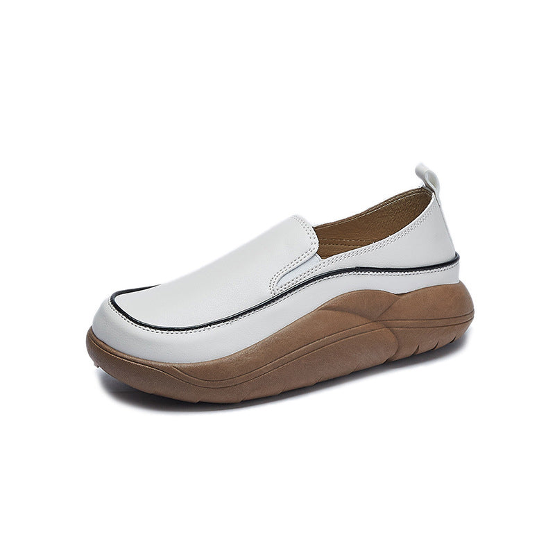 Thick Sole Low-cut Leather Shoes