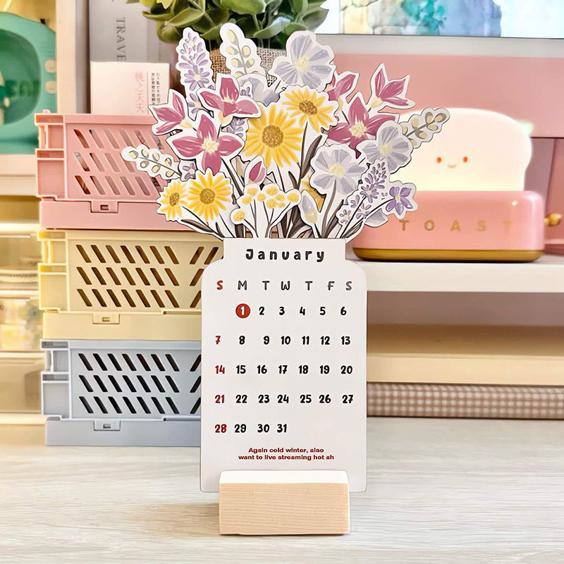 2025 Bloomy Flowers Desk Calendar