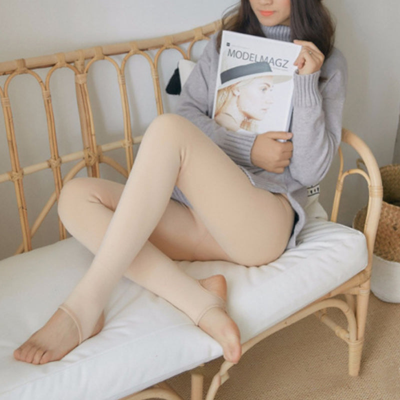 Flawless Legs Fake Translucent Warm Plush Lined Elastic Tights