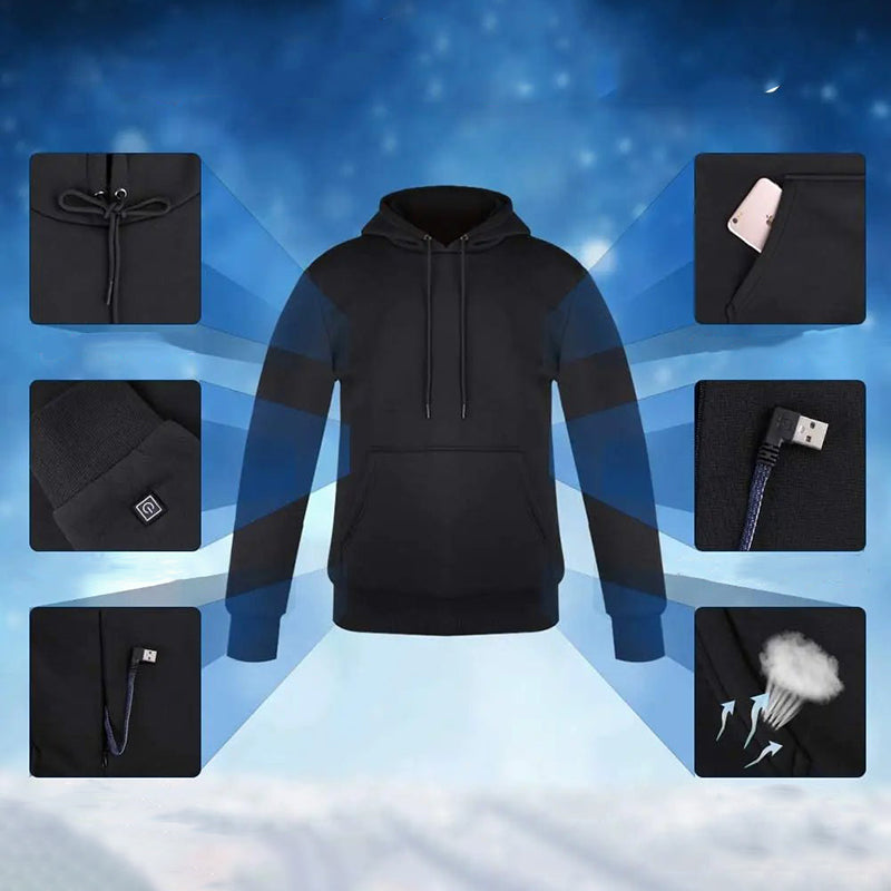 USB power heated hooded sweatshirt